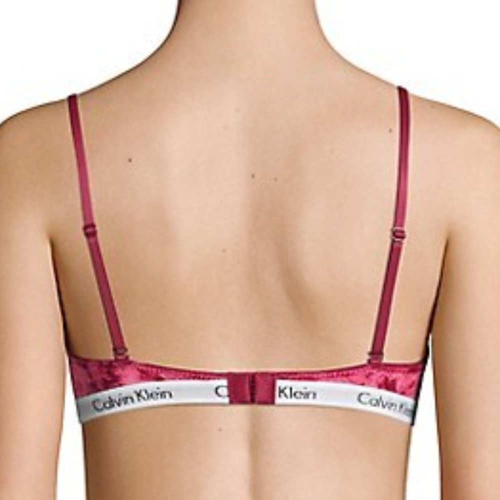 Calvin Klein Carousel Velour Triangle Bralette Red - Picture 5 of 6
